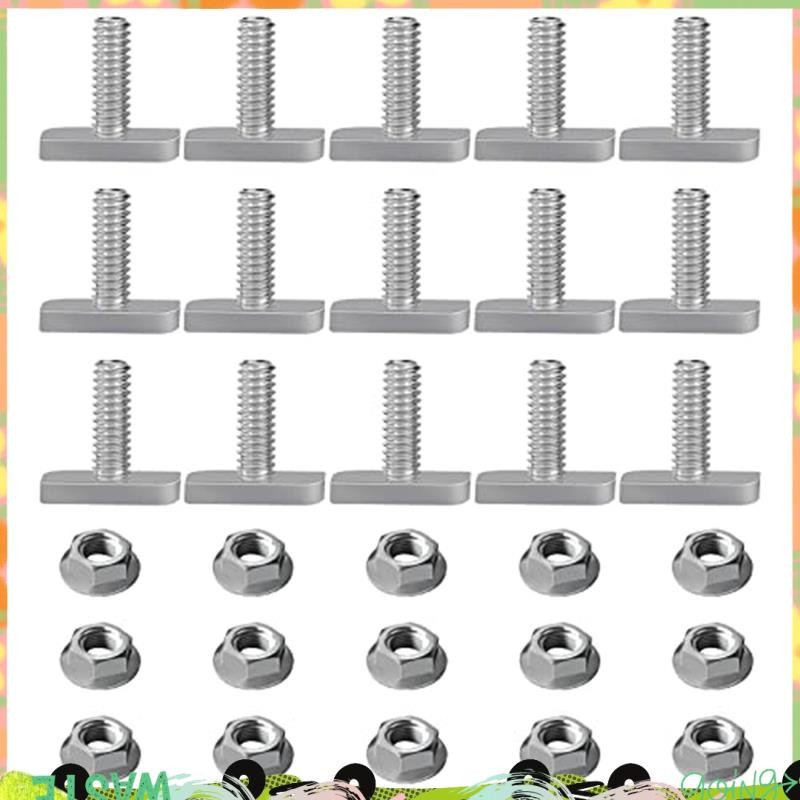 Super 15 ชิ้น T Slot Bolt อะไหล่อุปกรณ์เสริม M8 X 20 สกรู, A2-70 Rail Track สกรู Track Nuts 15 หน้าแปลน Nut