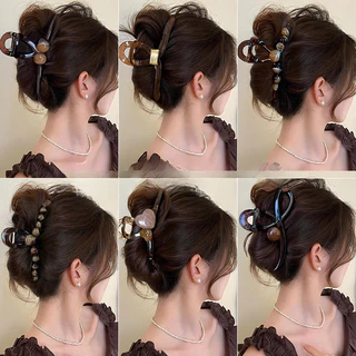 หนีบผมสีกาแฟ 13 ซม. สไตล์เกาหลี เครื่องประดับผมสำหรับสุภาพสตรี