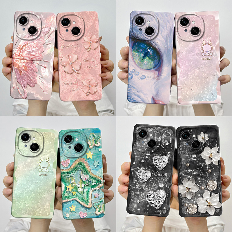 โทรศัพท์ funda สําหรับ Tecno Pop 9/Spark Go 1/Spark Go 2025 ป้องกัน Coque กันกระแทกตรงขอบปกหลังสําหรับ Tecno Pop9/Spark Go1/SparkGo 2025 น่ารักการ์ตูนกรณี