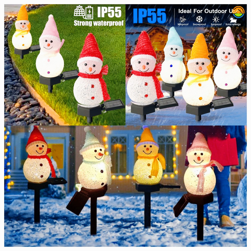 พร้อมส่ง โคมไฟ Led พลังงานแสงอาทิตย์ รูปสโนว์แมน กันน้ํา สําหรับตกแต่งสวน คริสต์มาส