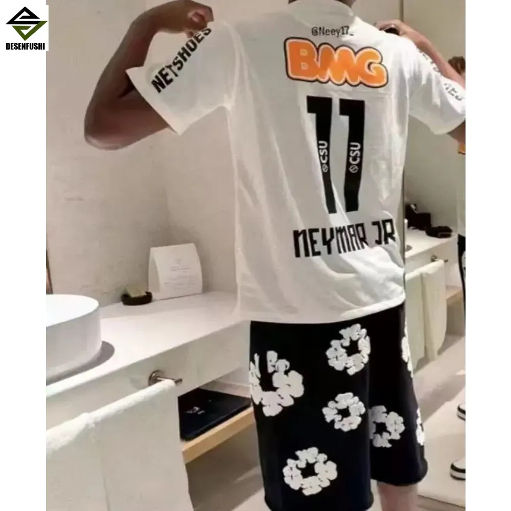 เสื้อฟุตบอลวินเทจคลาสสิก ซานโตสซี ขนาด 11-12 สำหรับทั้งผู้ใหญ่และเด็ก จากผ้าฝ้าย
