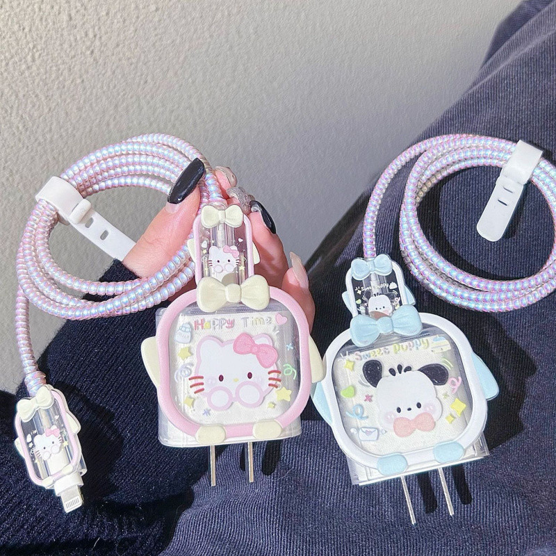 Pochacco 20W สายเคเบิลข้อมูลฝาครอบป้องกันเหมาะสําหรับ 16/15promax Anti Drop Soft Shell 14/13/12