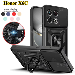 ปลอกสําหรับ Honor X6C X6b X6a 4G 2025 สไลด์กล้องเลนส์ป้องกันกรณีสําหรับ HonorX6b/X6C X6 C b X6B honorX6a X6A X6 A เกราะกันกระแทกฝาครอบโทรศัพท์แม่เหล็กผู้ถือรถ