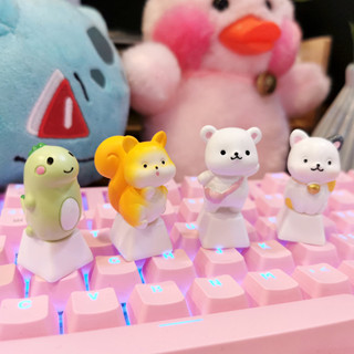 3D น่ารักการ์ตูนไดโนเสาร์น้อยแมวหมีน้อยโปร่งแสง Keycap สําหร…