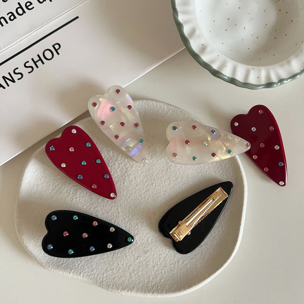 Kovoi/สไตล์ใหม่สีเพชร Hairpin Duckbill คลิปหญิงหน้าผากคลิปด้านข้าง Love Bangs คลิป Classy Hairpin อุปกรณ์เสริมผม