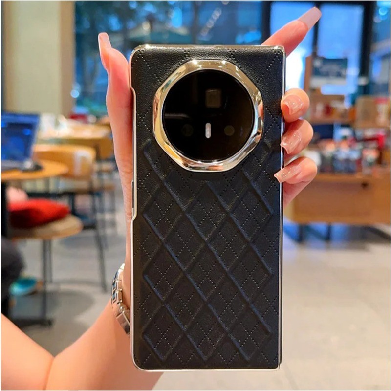 เพชรตารางรูปแบบหนังเคสโทรศัพท์สําหรับ Huawei Honor Magic Vs3 V3 Vs2 V2 RSR VFlip ชุบปกแข็ง