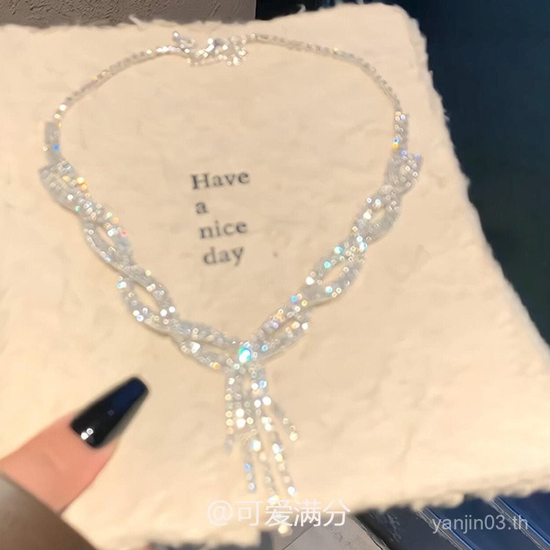 พู่สร้อยคอสไตล์ใหม่หรูหรา Ruili Staggered Niche High-End Bone Chain 0FAE