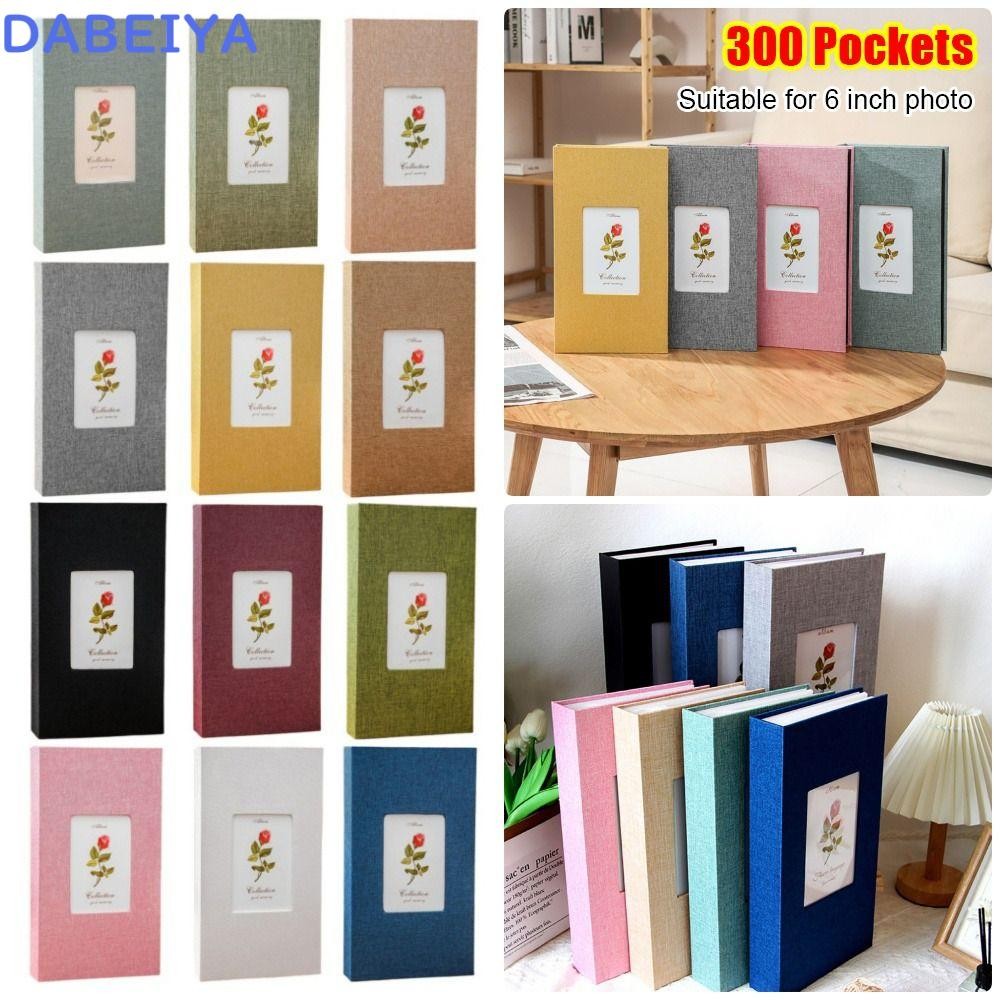 DABEIYA อัลบั้มรูปผ้าลินิน 1 ชิ้น, สมุดเก็บภาพประเภท Interleaf 6 นิ้ว, อัลบั้มรูป 300 กระเป๋าสําหรับ 4x6 ซม. 6 นิ้ว