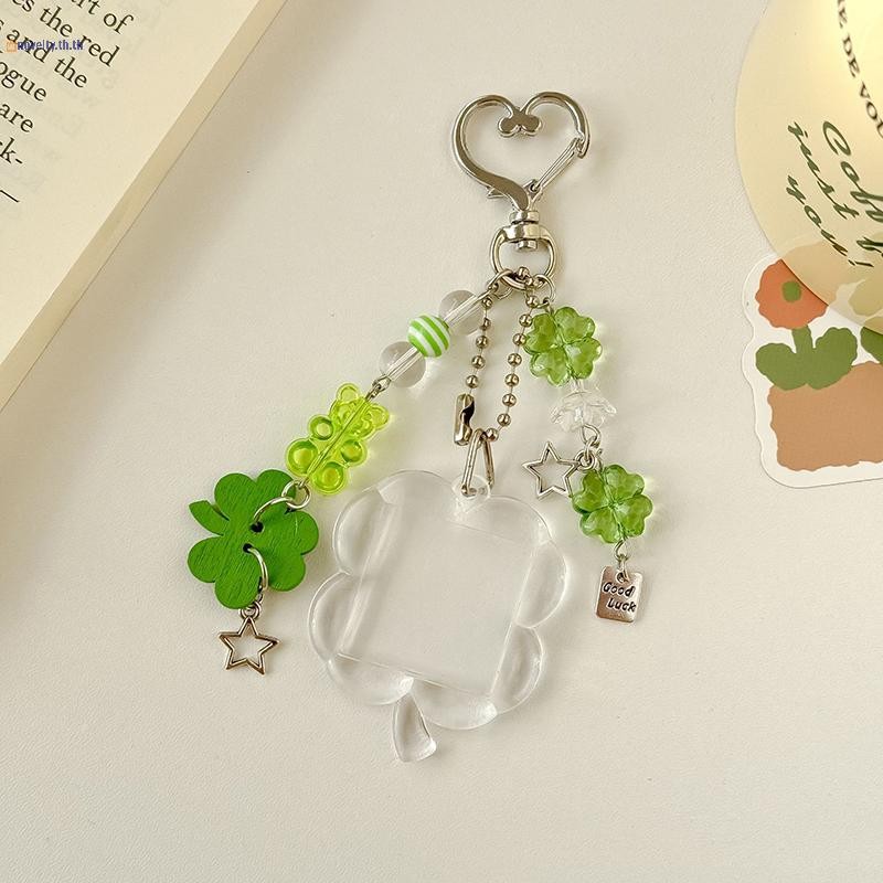 NLY Y2K อินเทรนด์ Lucky หญ้าลูกปัดโทรศัพท์ Charms สําหรับผู้หญิงสาวหวานกรอบรูป Four-leaf Clover พวงกุญแจกระเป๋าจี้ของขวัญ N