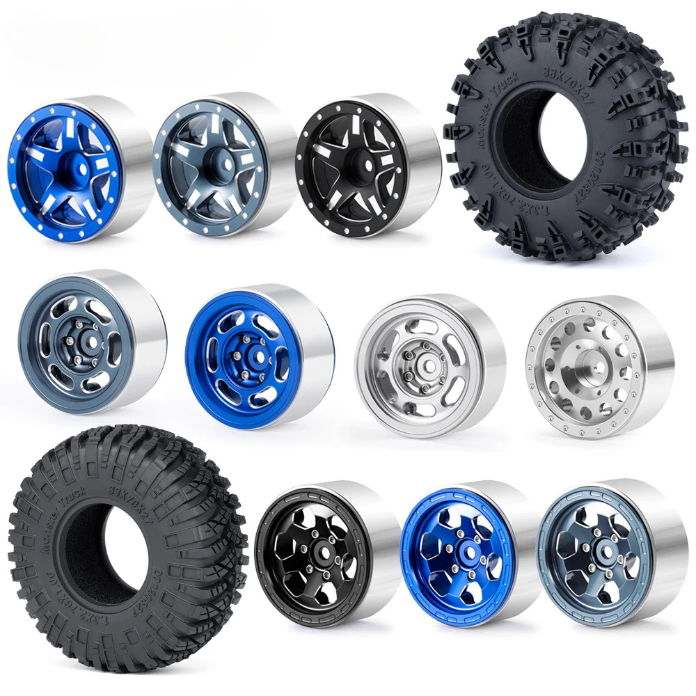 4 ชิ้น 1.3 นิ้วอลูมิเนียม Beadlock ล้อขอบยางสําหรับ Axial SCX24 1/24 TRX-4M 1/18 RC รถอะไหล่อัพเกรด