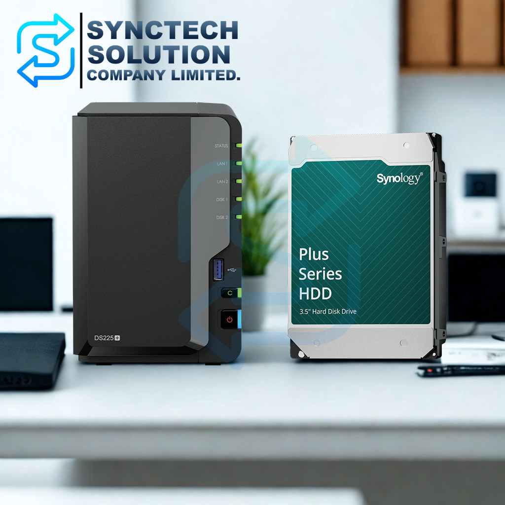 DS225+ Combo Set พร้อม Synology HDD ขนาด 2TB/4TB/6TB/8TB/12TB/16TB จำนวน 2 ลูก