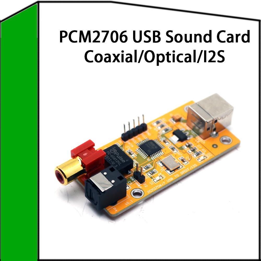 PCM2706 การ์ดเสียง USB USB TO Coaxial Optical I2S เอาต์พุต DAC ชิปสําหรับการแปลงเสียงดิจิตอล Power F