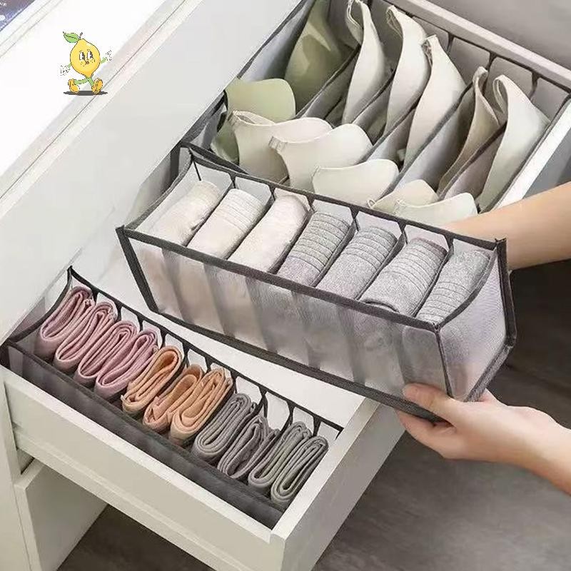 [mozh] 11/7/6 Girds ชุดชั้นในลิ้นชักสไตล์กล่องเก็บบ้านตาข่ายถุงเท้า Organizer กล่องตู้เสื้อผ้าหอพักถุงเก็บ [TH]