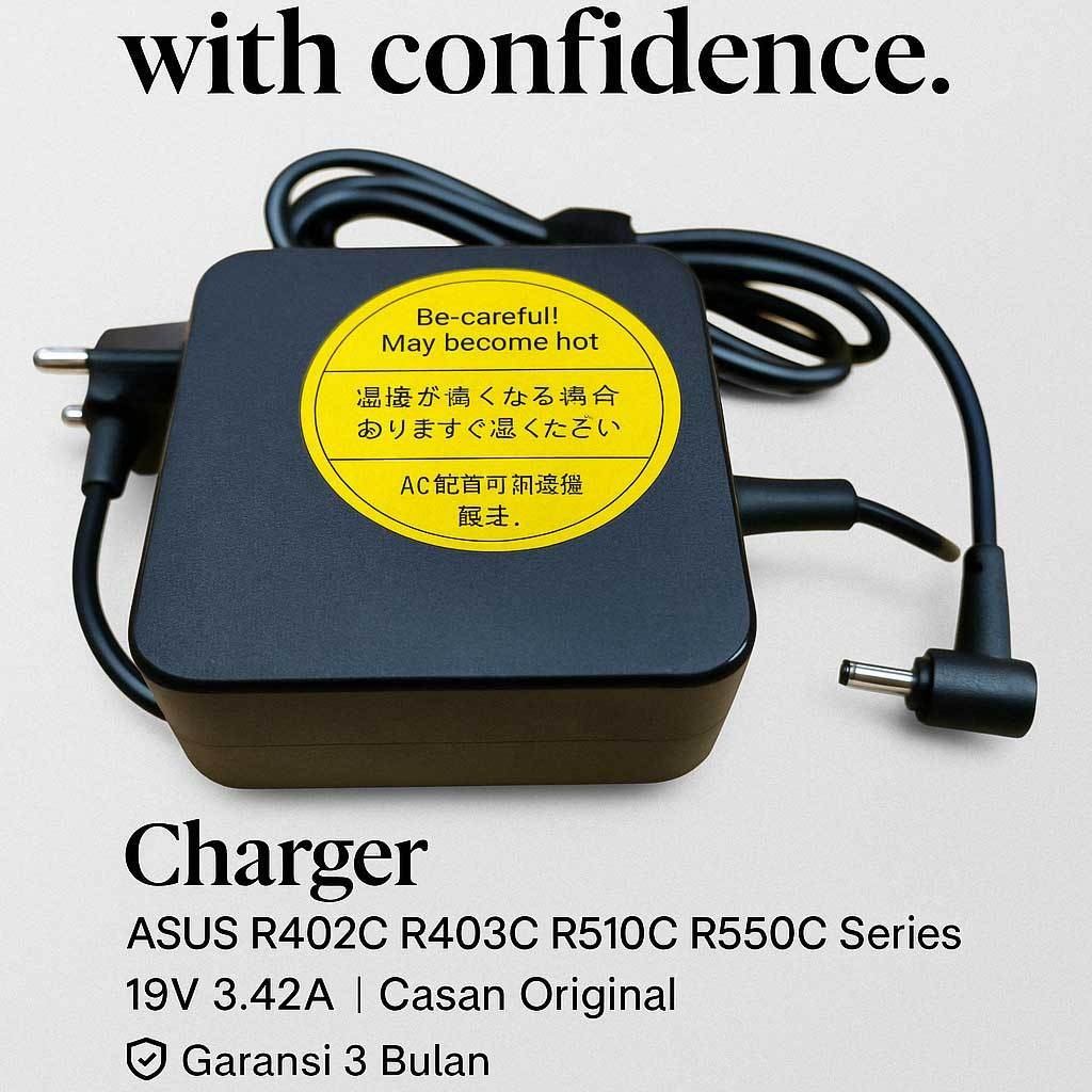 Asus R402C R403C R510C R550C Series อะแดปเตอร์ชาร์จ 4.0*1.35mm 3.42A 65W Original รับประกัน 3 เดือน
