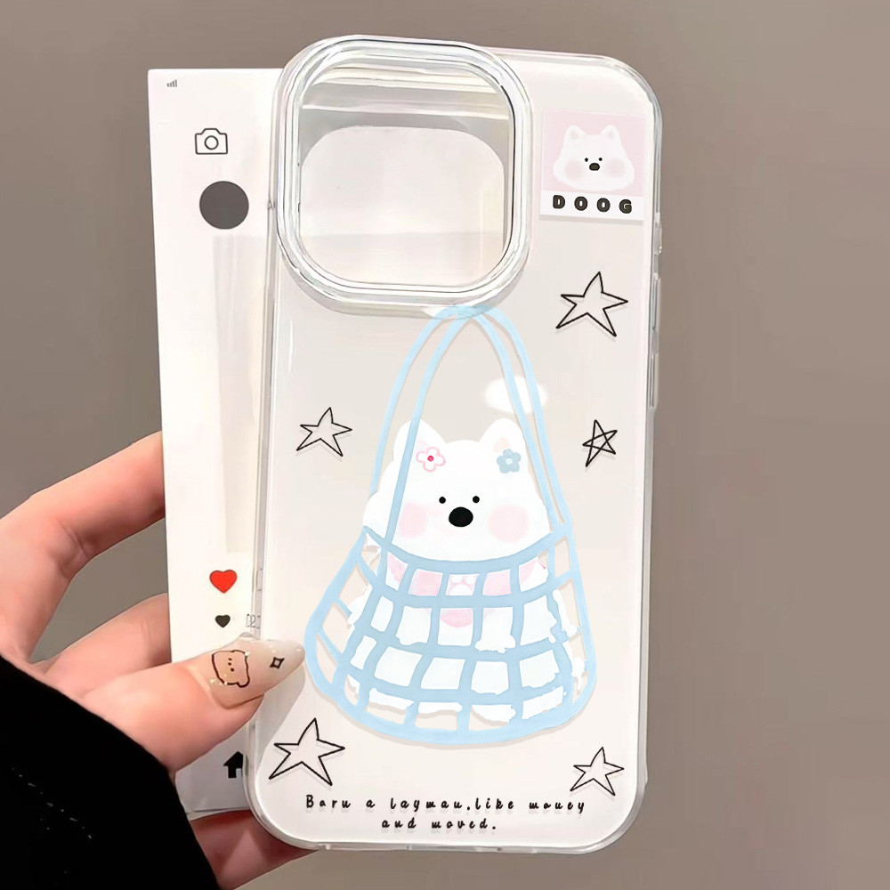 เคสโทรศัพท์ For iPhone 11 13 16 Pro Max Case iPhone 13 14 15 Pro Max 12 Pro Max 13 Pro IMD สีขาว การ์ตูน สัตว์ น่ารัก
