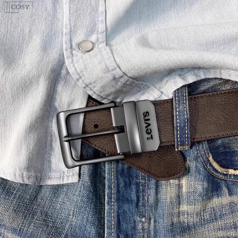 เข็มขัดผู้ชาย American Levis หนังแท้ พin buckle สำหรับสวมใส่องานและวันหยุด