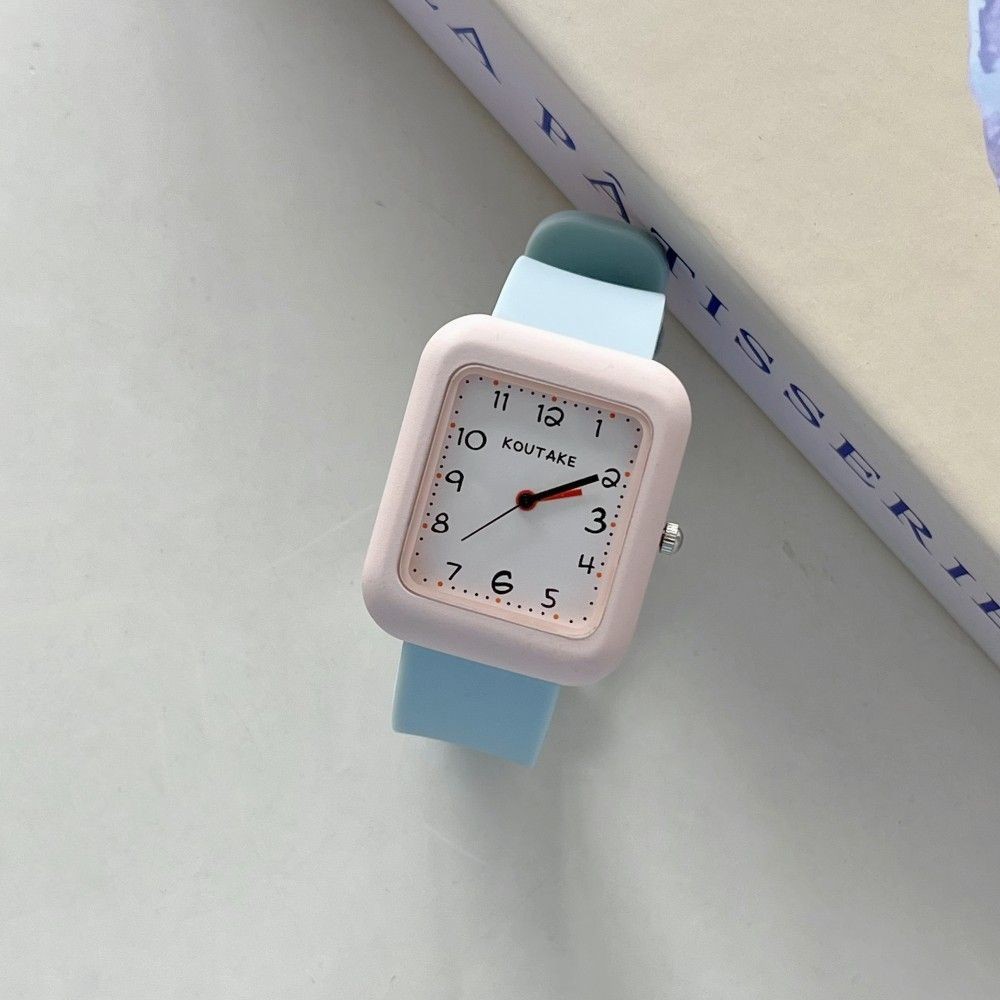 นาฬิกาสี่เหลี่ยม Dial Pointer Type สายซิลิโคนหญิง ins แฟชั่นมูลค่าสูง