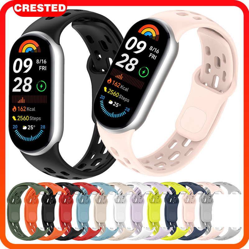 สายซิลิโ for Smartwatch Xiaomi Mi Band 10 ยางอ่อนหายใจกีฬาเปลี่ยนสายรัดข้อมือสายรัดข้อมืออุปกรณ์เสริม for Miband 9 8 NFC