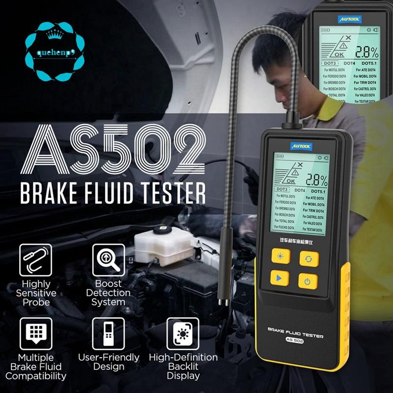 [quehenp9] เครื่องมือทดสอบน้ํามันเบรกรถยนต์ AS502 จอแสดงผลดิจิตอลสําหรับรถยนต์ DOT3/DOT4/DOT5.1 เครื