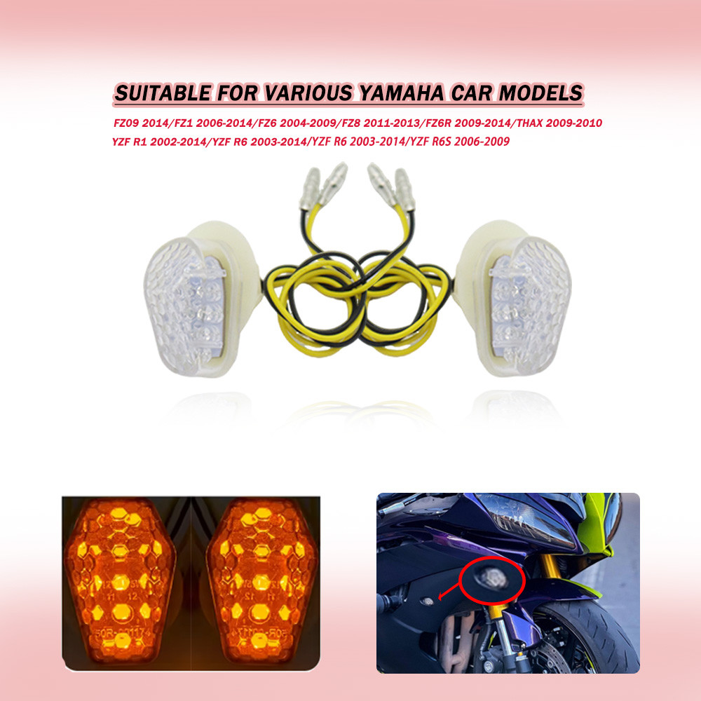 ไฟเลี้ยวรถจักรยานยนต์ Flush Mount ไฟ LED Moto กระพริบสําหรับ Yamaha FZ09 FZ1 FZ6 FZ6R TMAX YZF R1 YZ