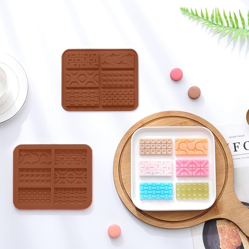 2 ชิ้นซิลิโคนช็อกโกแลตบาร์แม่พิมพ์,6 รูปร่าง Break Apart ช็อกโกแลตแม่พิมพ์ Break Apart Candy แม่พิมพ