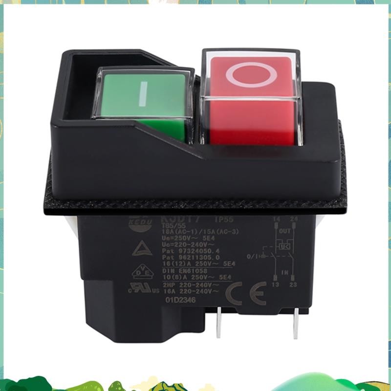 สวิตช์แม่เหล็กไฟฟ้าสวิตช์ปุ่มกดสําหรับสวนเครื่องมือ KJD17 220V 4 Pin -Terminals