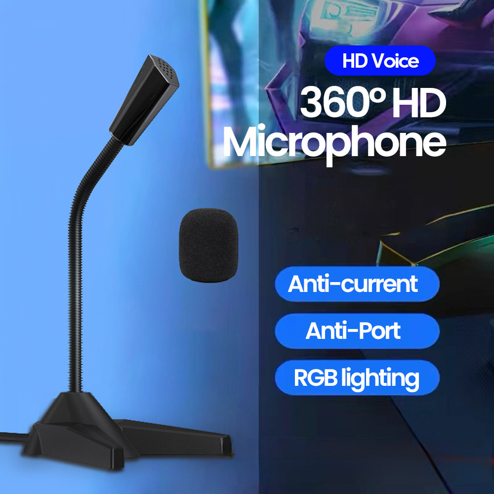 Twitch 360 องศา HD ไมโครโฟน 3.5 มม./USB เดสก์ท็อปมินิไมโครโฟนลวด GAMING MIC พูด MIC Stand สําหรับ PC