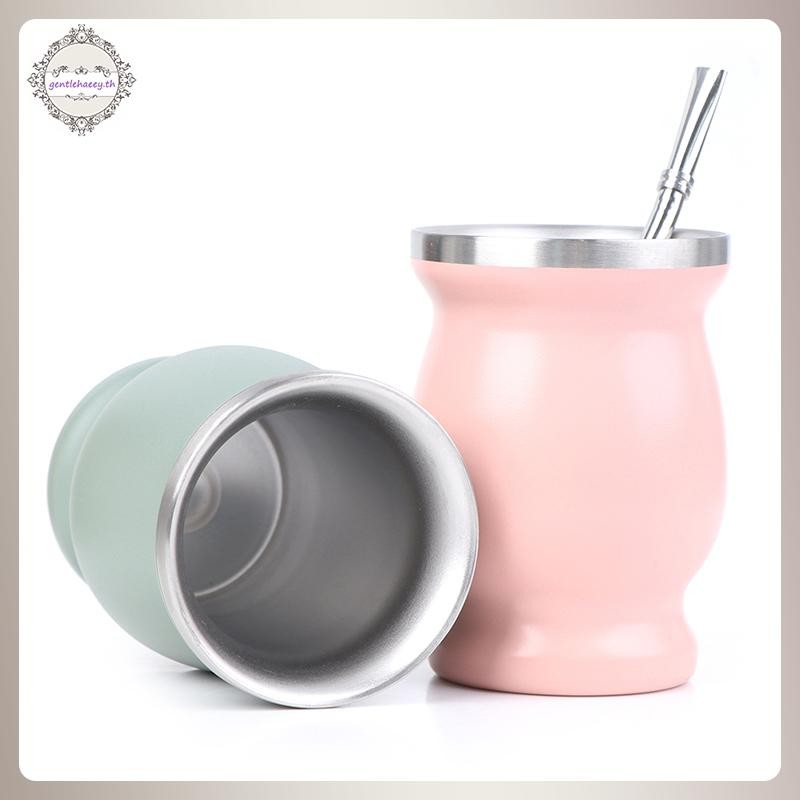 GG Yerba Mate Cup 304 สแตนเลส 8oz Argentine Yerba Mate Gourd พร้อม illas TH