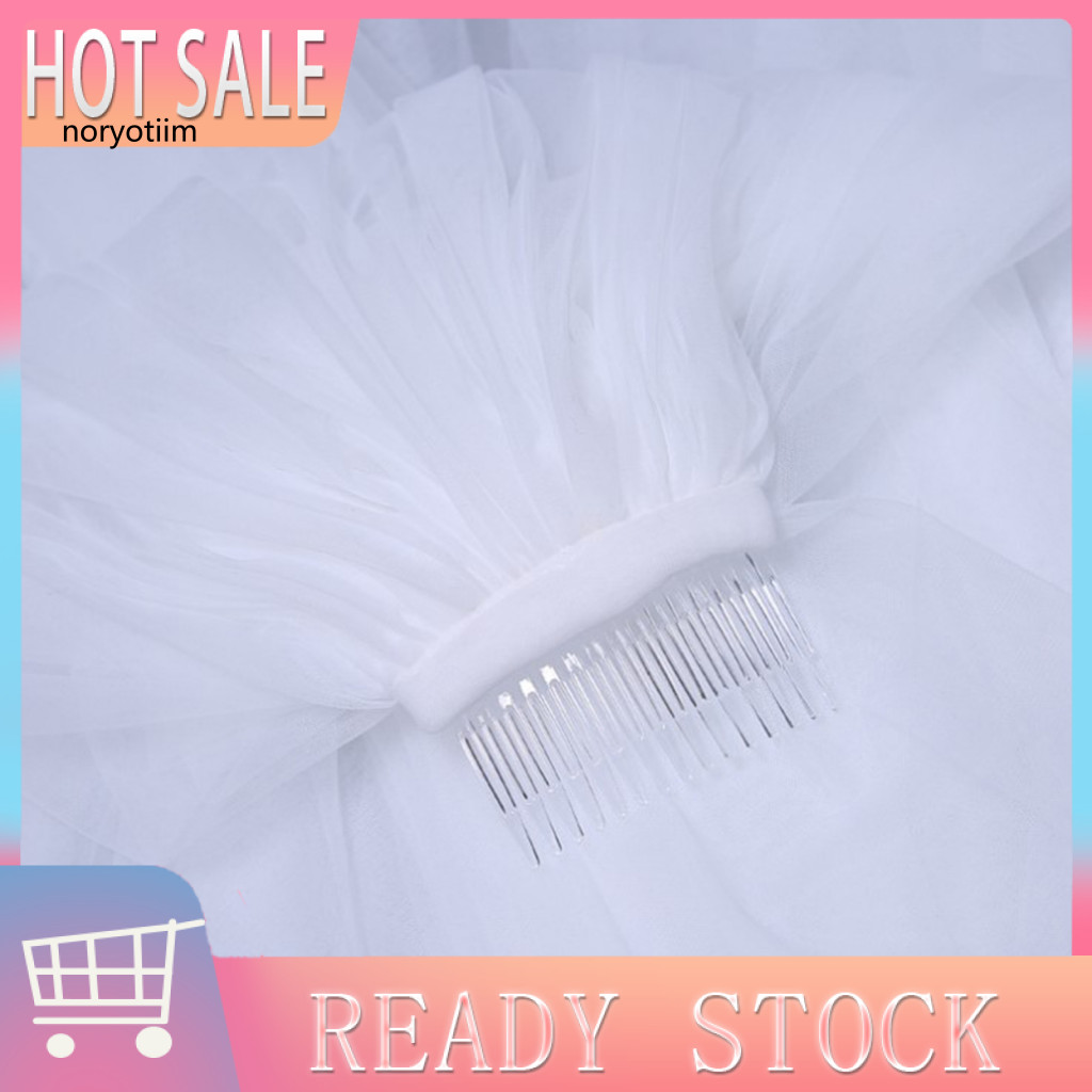 NOR Clean Design Wedding Veil Double-layered Ribbon Edge Wedding Veil สําหรับพรหมคอสเพลย์วัสดุตาข่าย