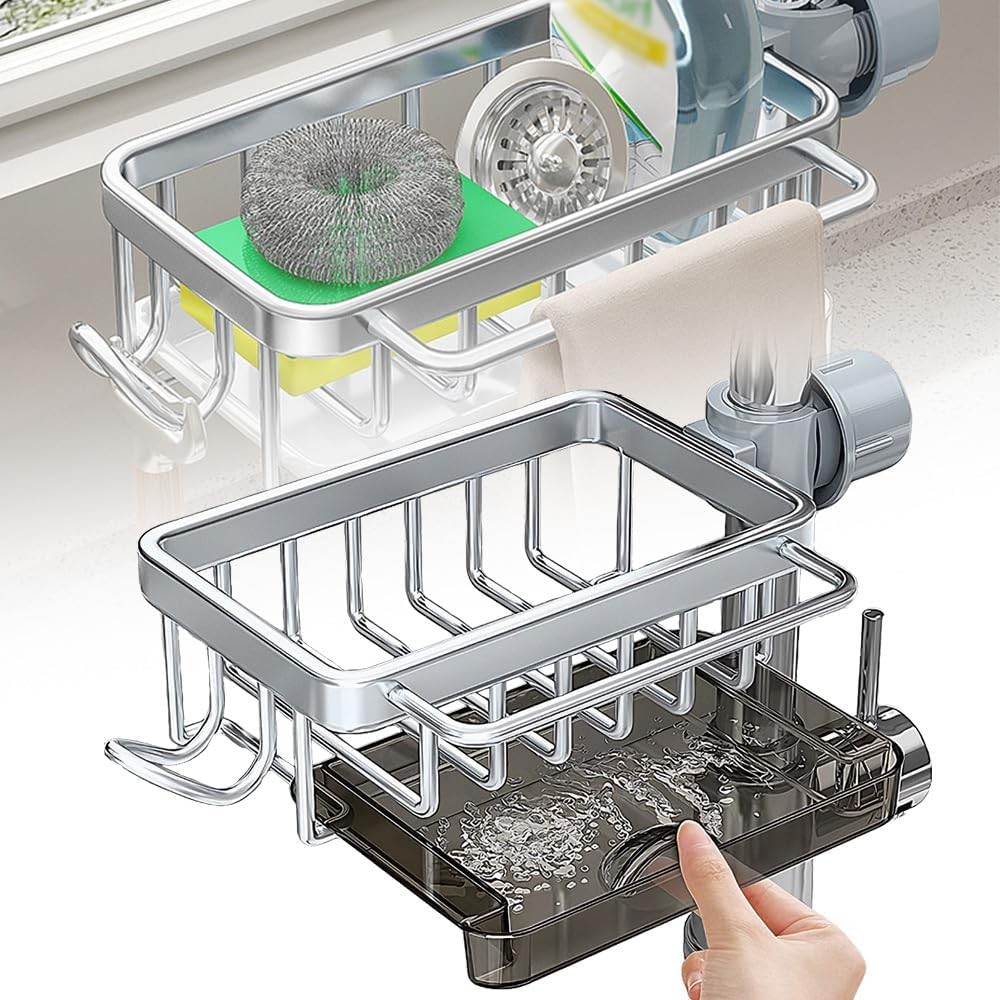 ชั้นวางของติดก๊อกน้ำ Sink Faucet Organizer สำหรับฟองน้ำ แปรงล้างจาน และของใช้ในครัว