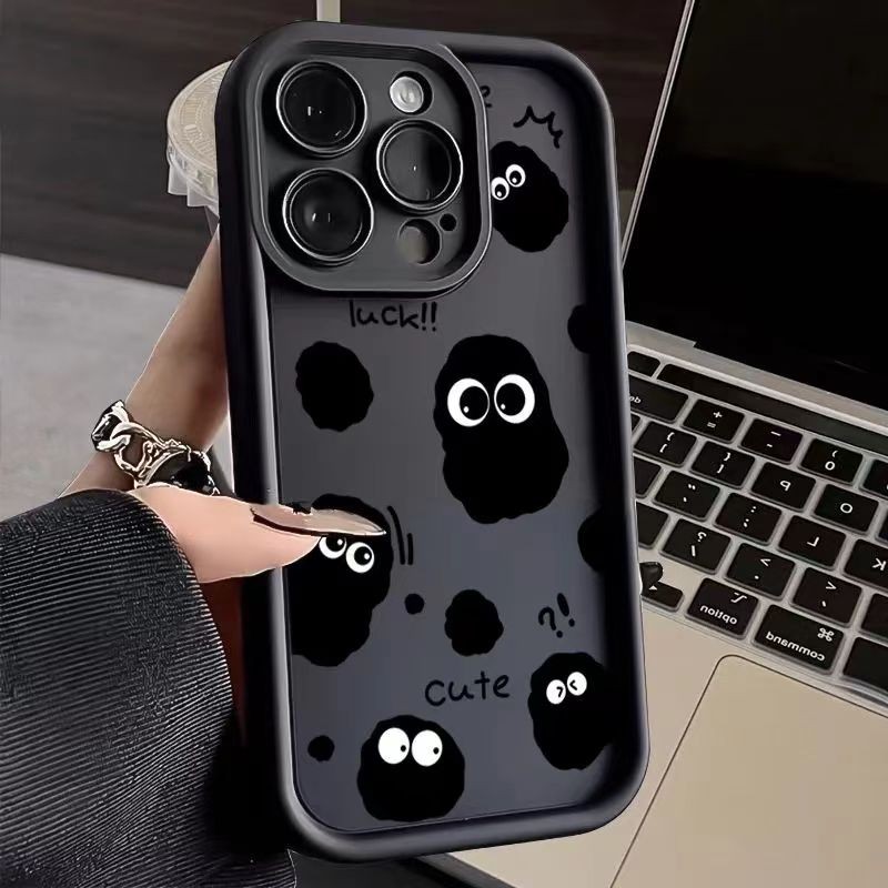 เคส Samsung A17 A07 A26 5G A06 5G A36 5G A56 5G M16 5G M06 5G M56 5G M36 5G S25 FE S25 EDGE การ์ตูนลูกบอลถ่านหินขนาดเล็กกล้องป้องกันเคสโทรศัพท์