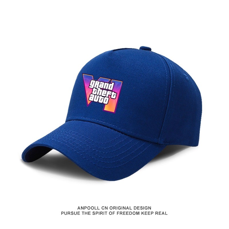 พร้อมสต็อก GTA6 Grand Theft Auto R-Star Logo Hunter Logo Cotton หมวกเบสบอลปรับได้ Unisex