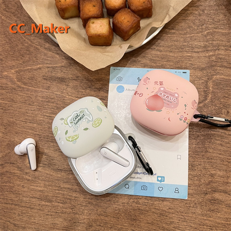 for Anker Soundcore Liberty 5 ANC Case Cute Peach Lime Clear Soft Case Suitable for Soundcore Libert