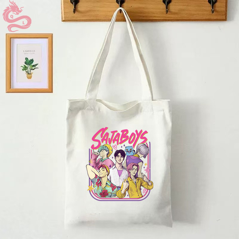 KAOS Canvas Tote Bag Jinjing Kanvas Kpop Demon Hunters Huntrix Mira Rumi Zoey Tote Bag 01
