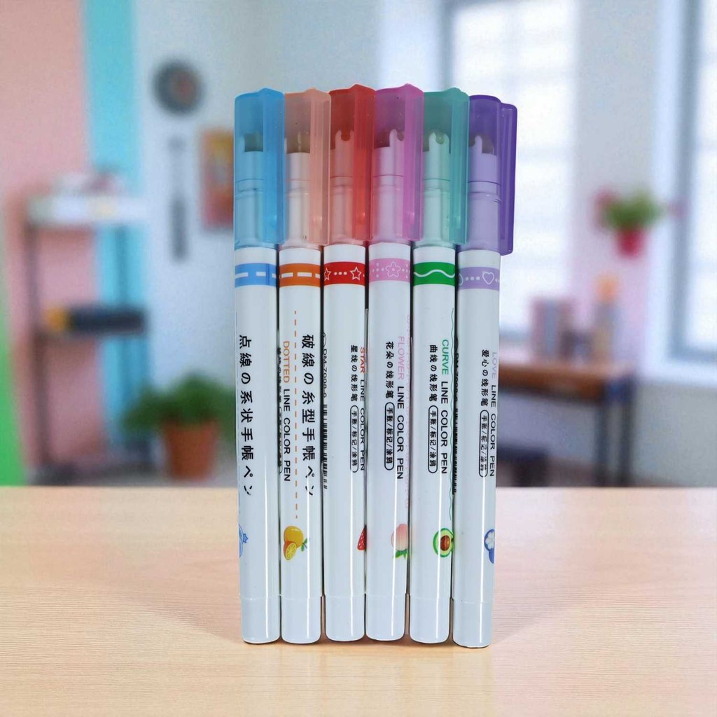 INOVSSTR Xuanxuan Lace Marker ปากกาดอกไม้ Line Shape Highlighter ปากกา 6 ชิ้น - DM-7000-8