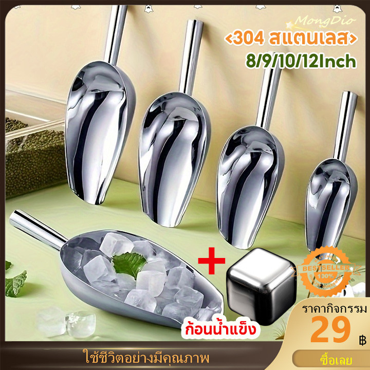 【จัดส่งที่รวดเร็ว】ที่ตักน้ำแข็ง (304 สแตนเลส) ที่ตักแป้ง ที่ตักน็อตและสกรู อย่างหนา มี 4 ขนาด+ก้อนน้