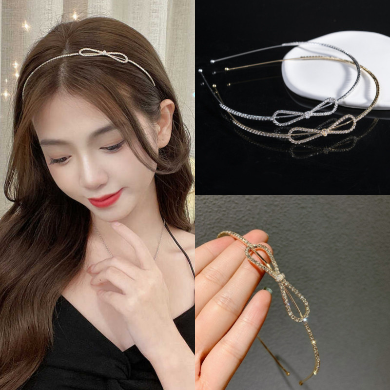 เข็มขัดผมลายโบว์คริส탈 สไตล์เกาหลี สำหรับเครื่องประดับผมผู้หญิง