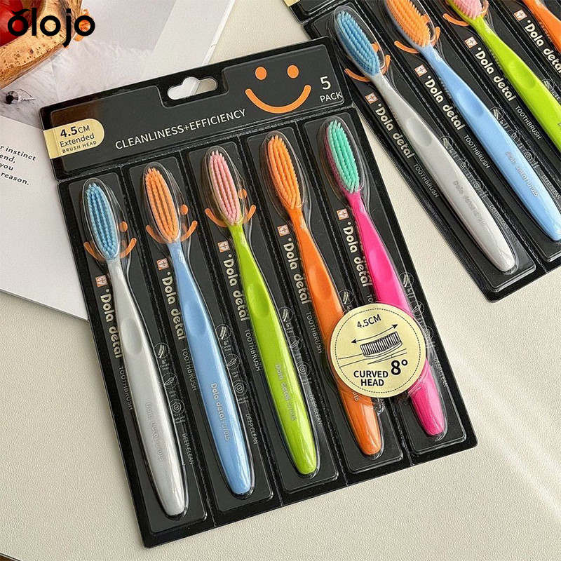 【 ยกแพ็ค 5 แท่ง】แปรงสีฟันนาโน หัวยาว สินค้านำเข้า ขนแปรงนุ่มพิเศษ กําจัดคราบ ทำความสะอาดฟันอย่างมี-oo