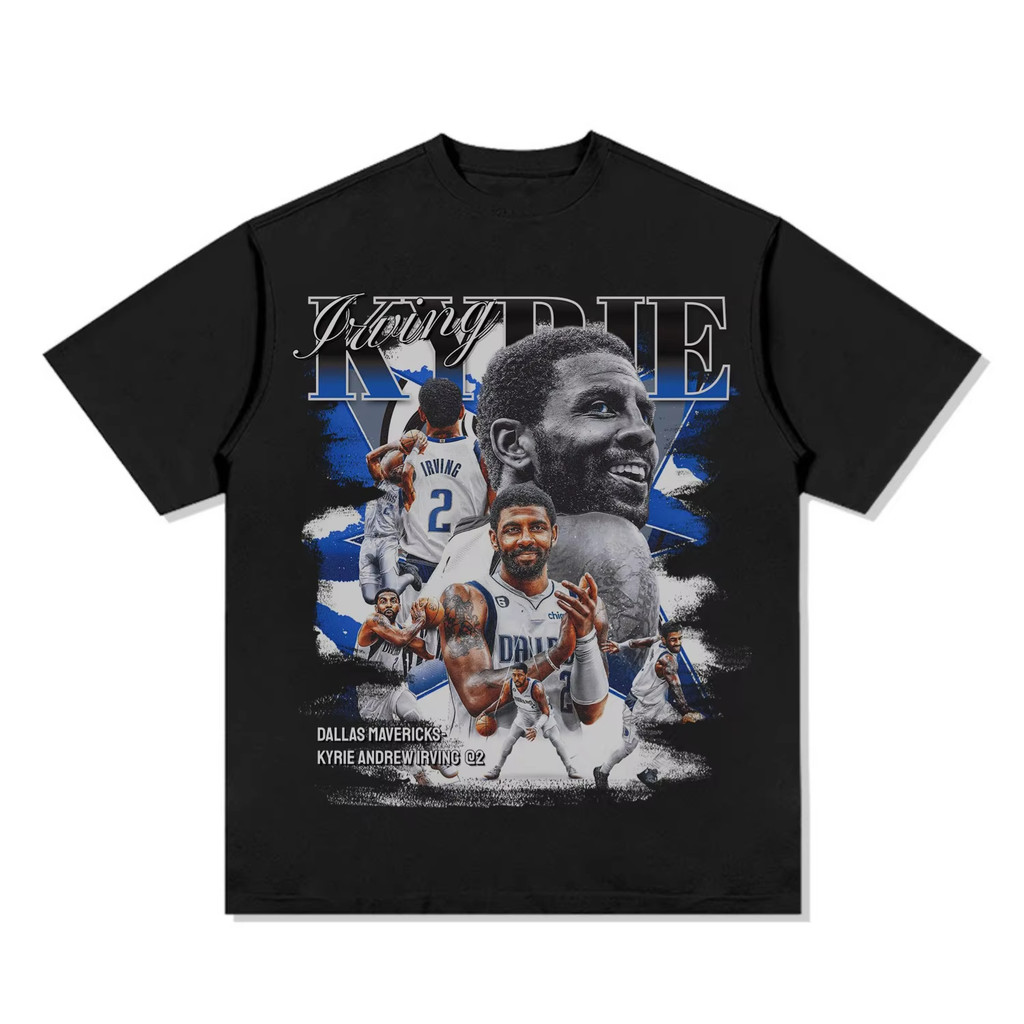 COD T-Shirt ลายKyrie Irving ทำจากฝ้ายสไตล์เรโทรอเมริกัน สไตล์เหมาะสำหรับแฟนบาสเกตบอล สวมใส่ง่ายในหน้