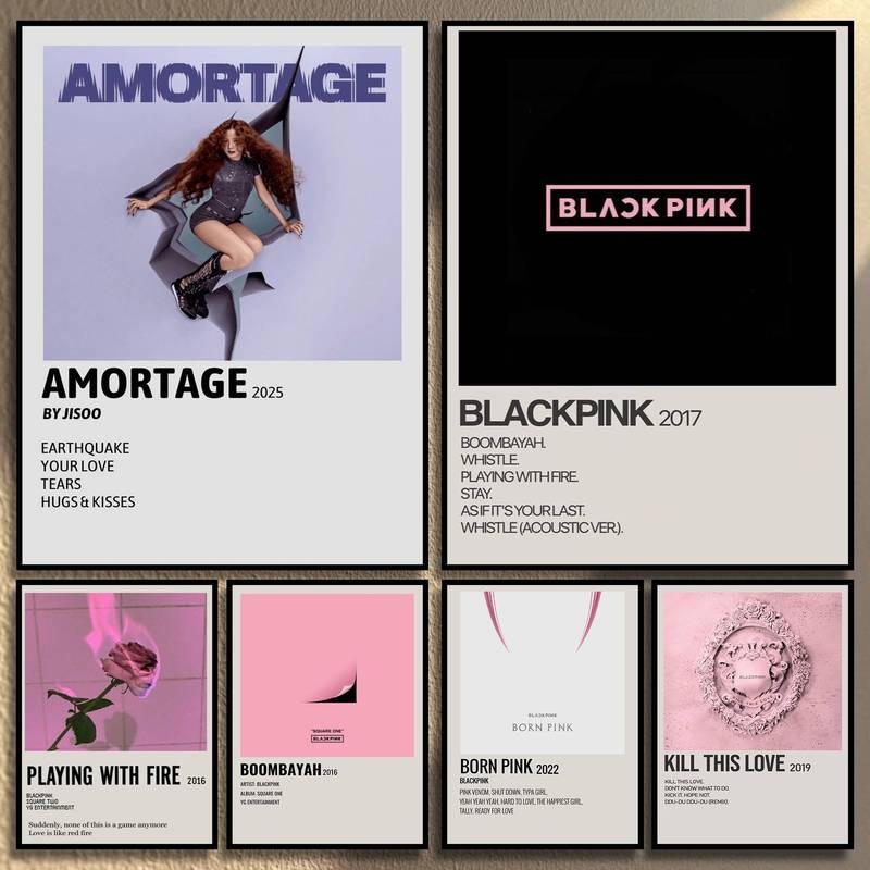 Blackpink โปสเตอร์อัลบั้ม แบล็คพิ้งค์ ศิลปะอวกาศที่ทันสมัยไร้กรอบเหมาะสําหรับบ้านบาร์คาเฟ่ห้องนอน