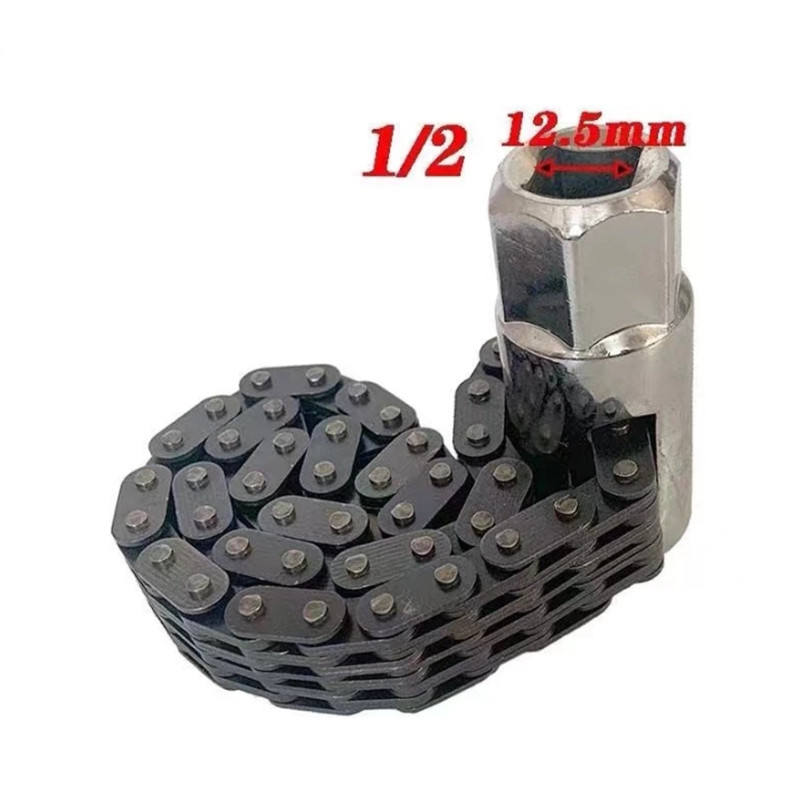 ชุดประแจโซ่ถอดกรองน้ำมันเครื่อง 52 ข้อ ใช้กับบล็อก 1/2 นิ้ว Chain Oil Filter Wrench เครื่องมือซ่อมรถยนต์ ถอดกรองน้ำมันเค