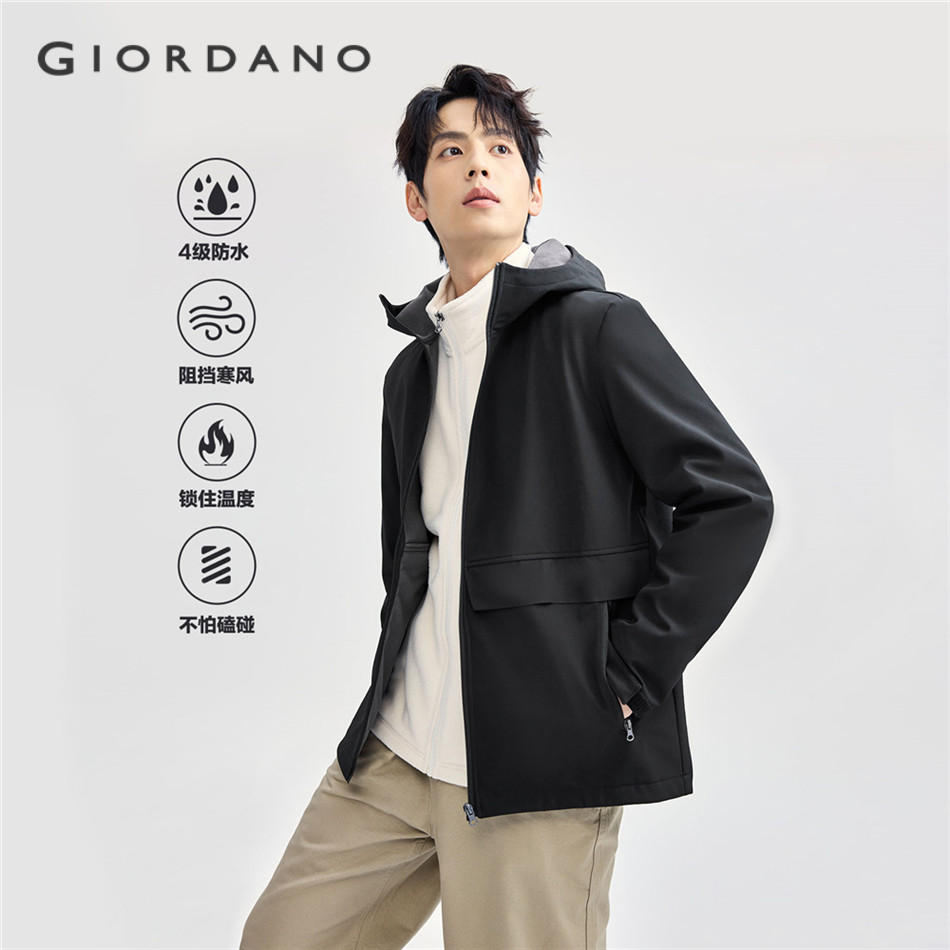Giordano MEN เสื้อกันลมมีฮู้ดผ้าฟลีซ Polar 01074703