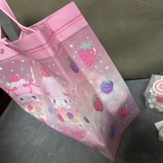 Japan Sanrio Melody Jelly กระเป๋าถือ PVC โปร่งใส กันน้ำได้ สำหรับใช้ที่ทะเล มีความจุมาก