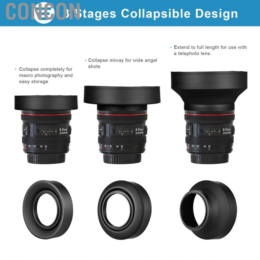 Concon HOOD เลนส์ Concon-Th 67 มม. ชุดด้วยดอกทิวลิป + การทำความสะอาดยางที่ยุบได้สำหรับการเปลี่ยนผ้าส