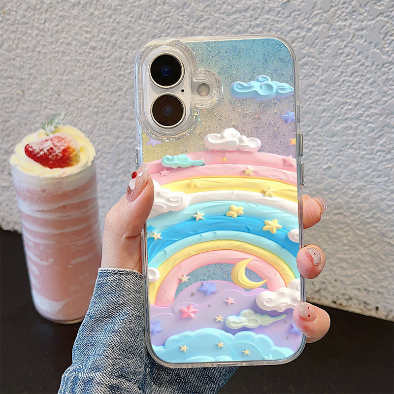 🦋SUN🦋เคสไอโฟน เคสใสกากเพชร สำหรับ iPhone 11 16 pro max 13 12 14 15 promax 7 plus  เคสใสกันกระแทก วิจิตร Flash CryBaby