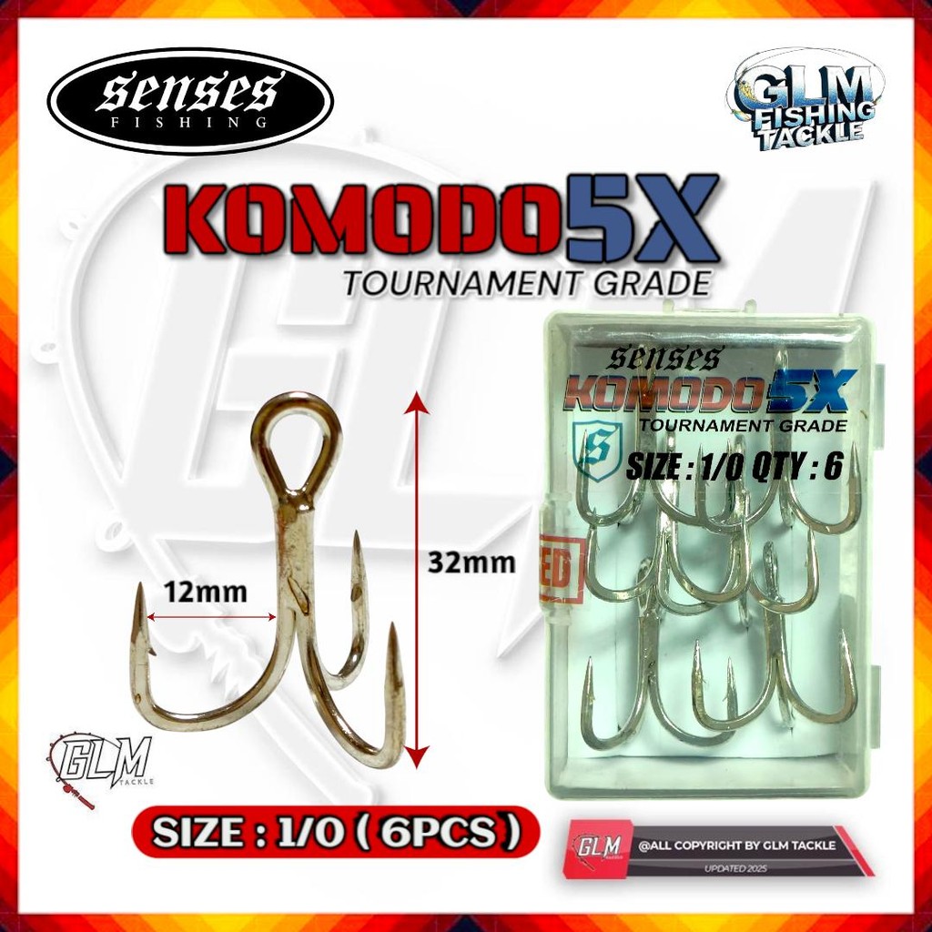SENSES KOMODO X5 TREBLE HOOK เกรดทัวร์นาเมนต์สําหรับตกปลา