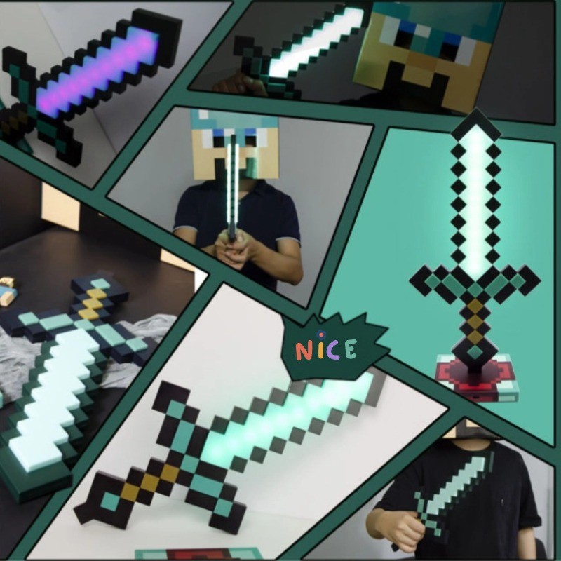 Minecraft Diamond Sword LED Light Luminous ของเล่นเปลี่ยนสีได้