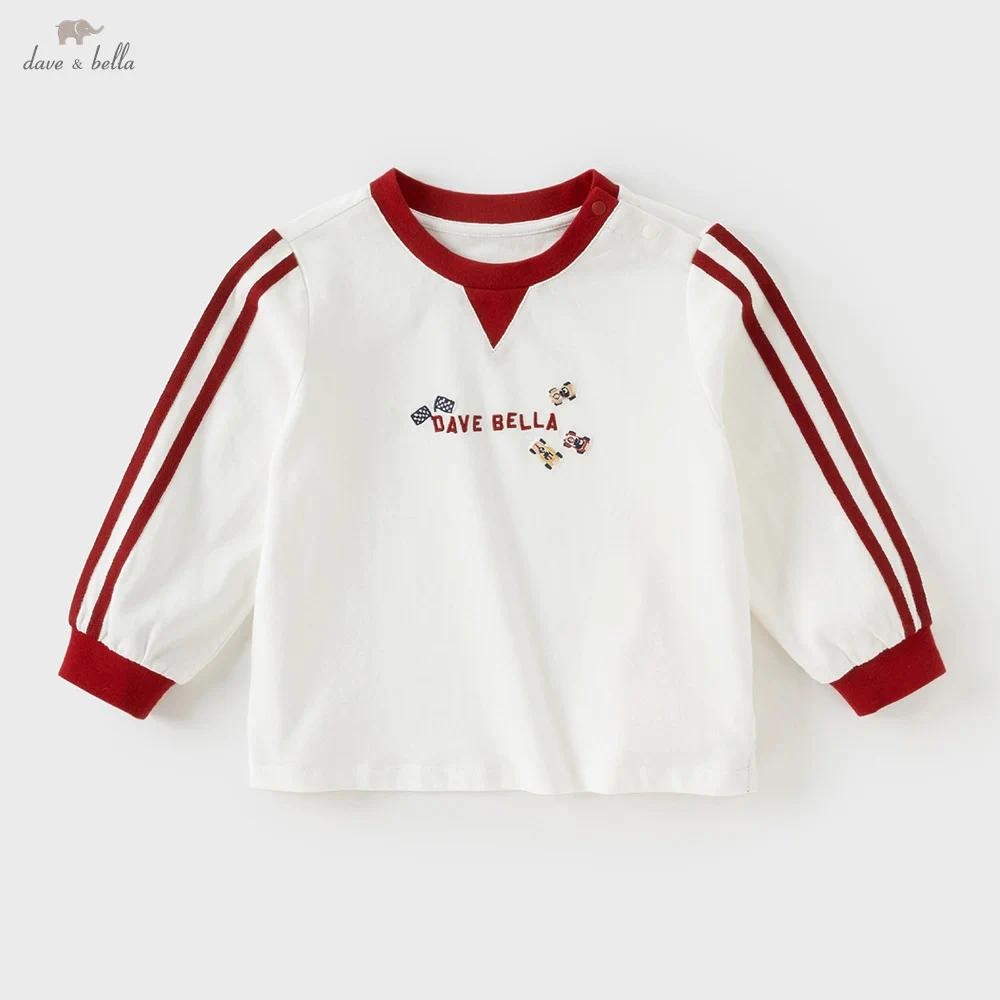 Dave Bella 6M-9Y เสื้อยืดแขนยาวเด็ก ผ้าฝ้าย 100%  เสื้อวินเทจคอกลม แฟชั่นฤดูใบไม้ร่วง DB3252919