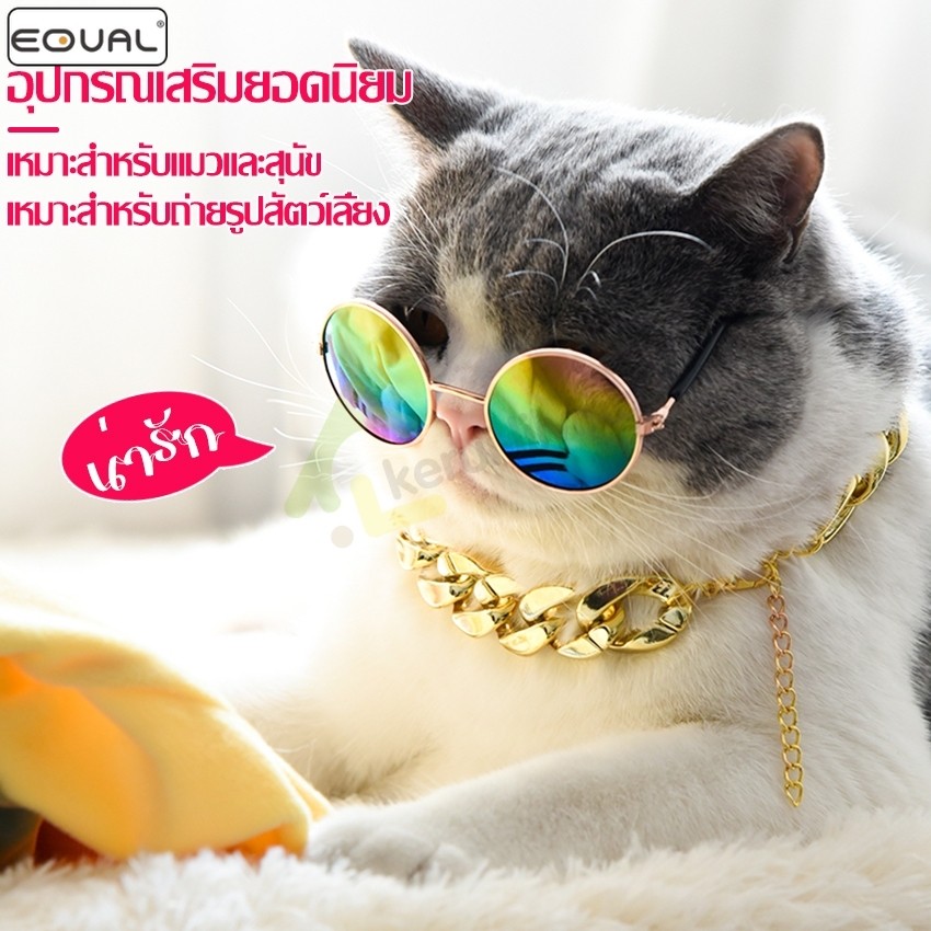 EQUAL ปลอกคอโซ่ ปรับได้ สร้อยคอสัตว์เลี้ยง ปลอกคอสุนัข สร้อยคอสุนัข แมว โซ่คอแมว