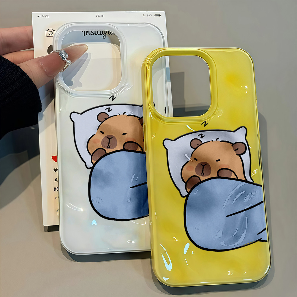 CODที่ไทย เคสไอโฟน11 คู่รัก คาปิบารานอน เคสลายอุกกาบาต For IPhone13 11 12 14PLUS 6/7/8 15 16ProMAX X XR XSMAX กันกระแทก